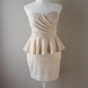 A'gaci White and Gold Minidress